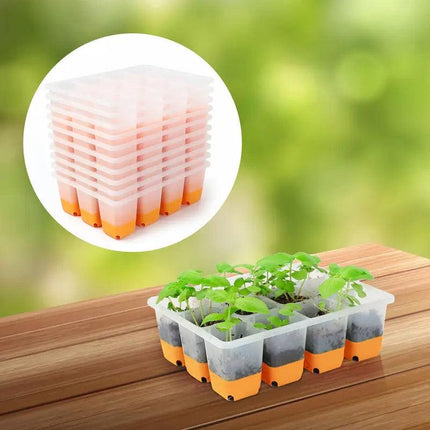 10pcs 12 Hole Nursery Pots Planting Box Reusable Easy to Clean Burrow Trays