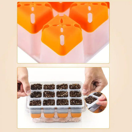 10pcs 12 Hole Nursery Pots Planting Box Reusable Easy to Clean Burrow Trays