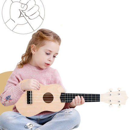 DIY Ukulele Kit 21 inch Natural Wood Paint Round Heart Sound Hole Beginner