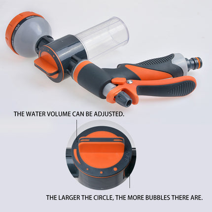 High Pressure Foam Spray Gun 8 Mode Garden Hose Nozzle Car Wash Cleaning Tool