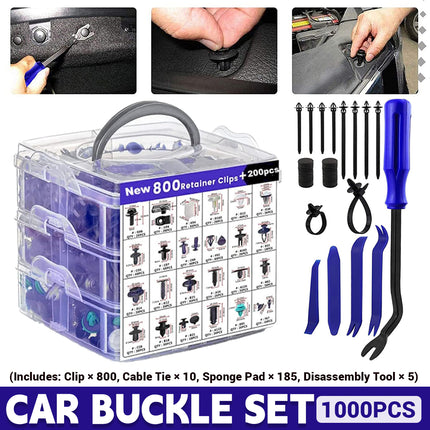 1000PCS Car Buckle Set Boxed Assorted Sizes for Fender Bumper Door Panel Repair