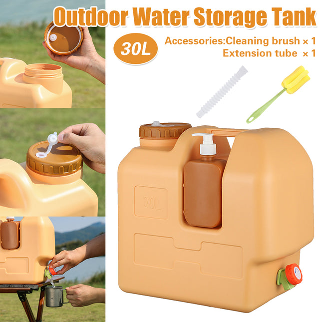 30L Camping Water Storage Tank with Soap Dispenser Leak Proof Easy to Carry