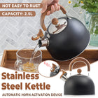 2.5L Matte Black Whistling Kettle Foldable Handle Stainless Steel Gas Electric