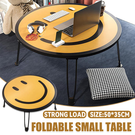 Foldable Small Table with Smiley Face Pattern Childrens Study Desk Play Table