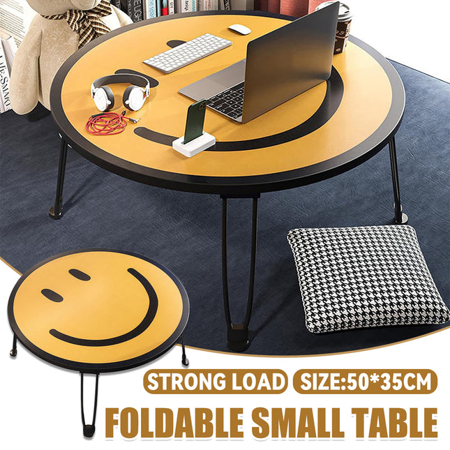 Foldable Small Table with Smiley Face Pattern Childrens Study Desk Play Table