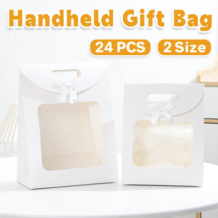 24PCS Bow Flap Tote Bag Reusable Shopping Carry Bag Gift Party Packaging Bag