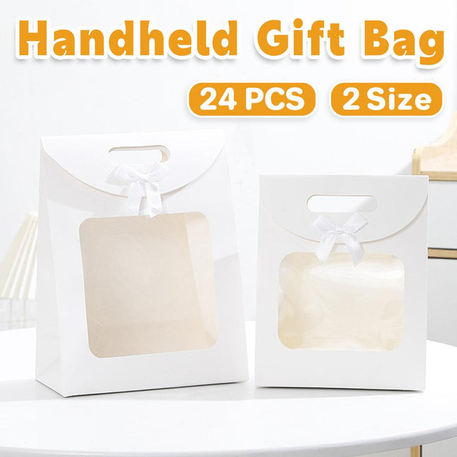 24PCS Bow Flap Tote Bag Reusable Shopping Carry Bag Gift Party Packaging Bag