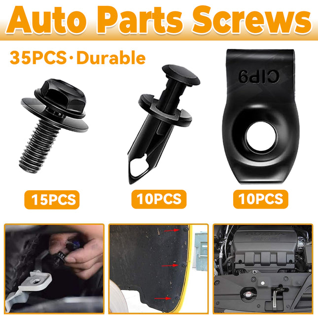 35PCS Auto Parts Screws Fender Bumper Fasteners Anti Rust Corrosion Resistant
