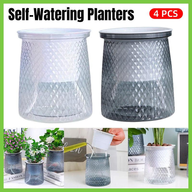 4PCS Self Absorbing Lazy Hydroponic Planter Plastic Indoor Plant Pots Gardening