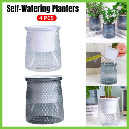 4PCS Self Absorbing Lazy Hydroponic Planter Plastic Indoor Plant Pots Gardening