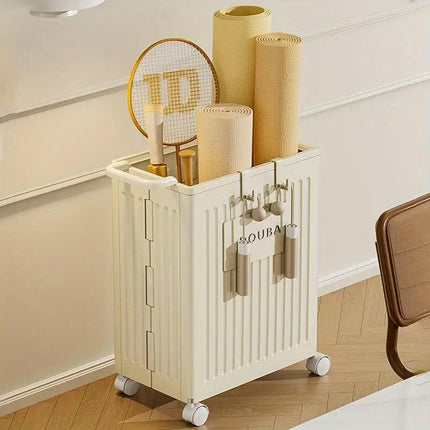 Fitness Storage Basket Organizer Tube with Wheeled Basket for Home Use and Gym