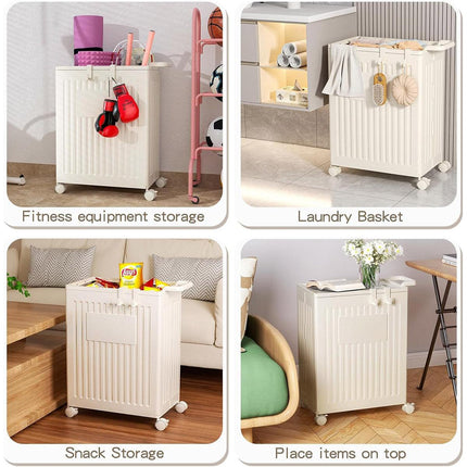 Fitness Storage Basket Organizer Tube with Wheeled Basket for Home Use and Gym