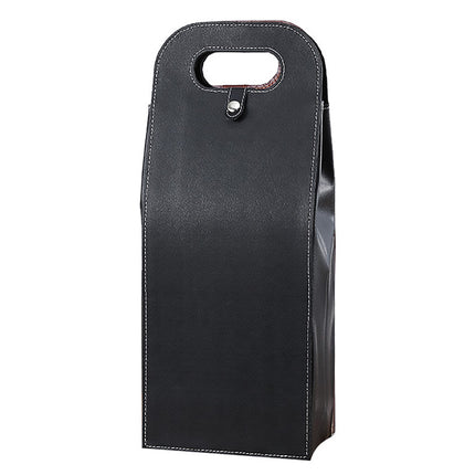 PU Leather Wine Tote Bag Foldable for Double Bottle Carrying