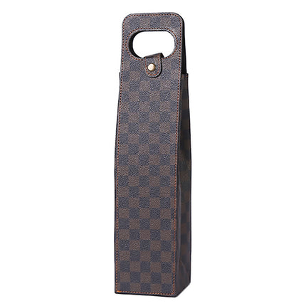 PU Leather Wine Tote Bag Foldable for Single Bottle Carrying