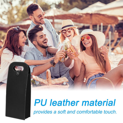 PU Leather Wine Tote Bag Foldable for Double Bottle Carrying