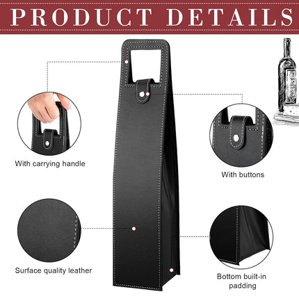 PU Leather Wine Tote Bag Foldable for Single Bottle Carrying