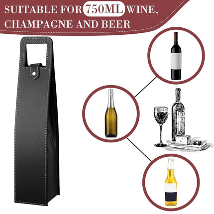 PU Leather Wine Tote Bag Foldable for Single Bottle Carrying