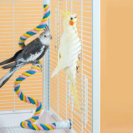 U Shaped Parrot Cotton Rope Climbing Toy Perch Stand for Bird Cage