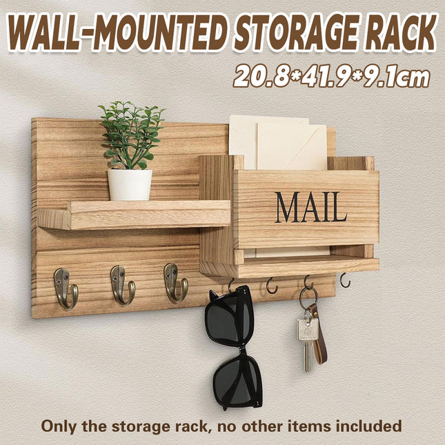 Wooden Wall Mounted Key Holder Storage Rack Door Hook Hanger Coat Rack Organizer