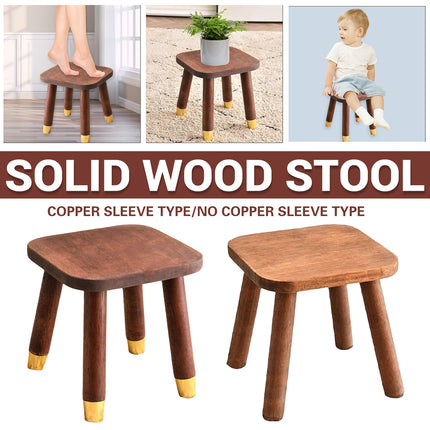 Solid Wood Low Stool in Walnut with Rounded Corners for Entryway