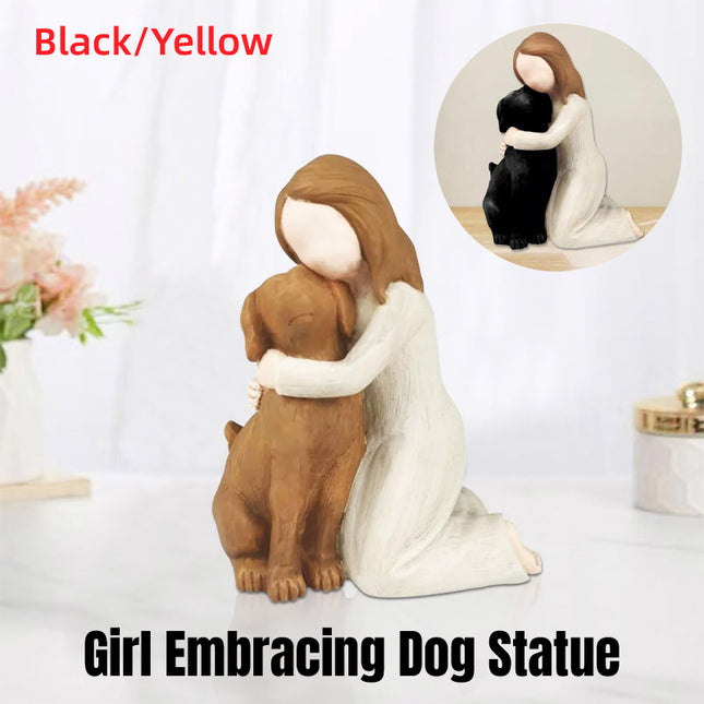 Girl Hugging Dog Ornament Decorative Figurine Resin Home Decoration Craft Gift