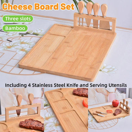 Bamboo Chopping Board Cheese Board Set with Knife Kitchen Charcuterie Serving