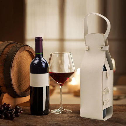 2PCS Wine Tote Bag Portable PU Leather with Handle Durable for Party Gift Use