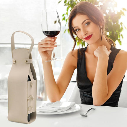 2PCS Wine Tote Bag Portable PU Leather with Handle Durable for Party Gift Use