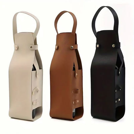 2PCS Wine Tote Bag Portable PU Leather with Handle Durable for Party Gift Use
