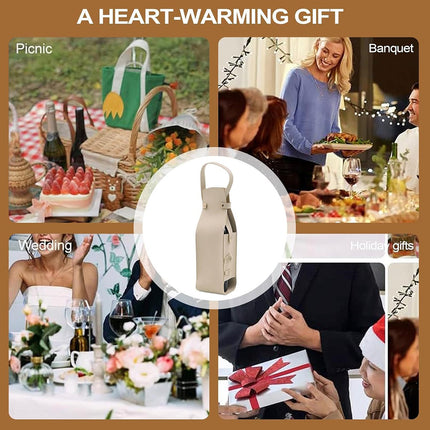 2PCS Wine Tote Bag Portable PU Leather with Handle Durable for Party Gift Use