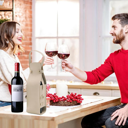 2PCS Wine Tote Bag Portable PU Leather with Handle Durable for Party Gift Use