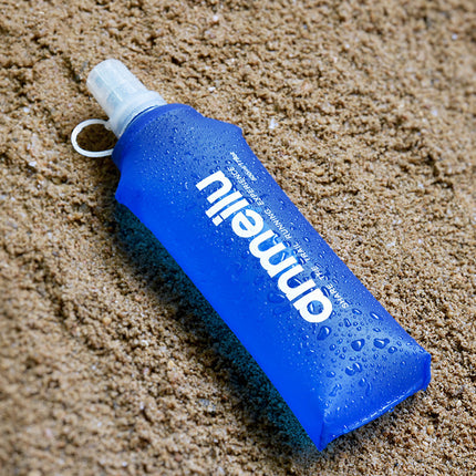 Collapsible Water Bottle 500ml Soft TPU with Straw Foldable Running Hiking