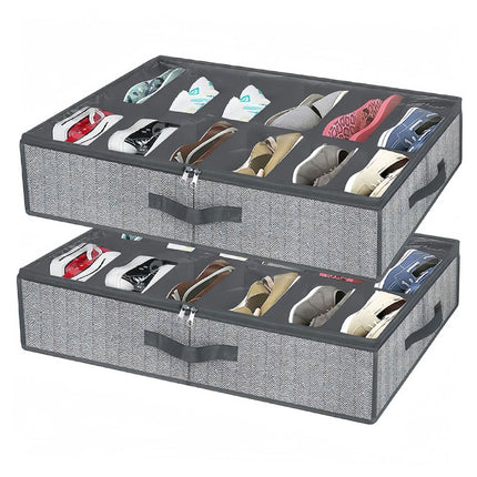 Foldable Shoe Storage Box with Lid Clear Under Bed Organizer Dustproof Visual