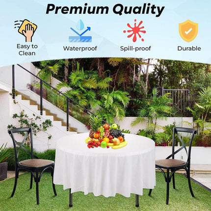 10pcs Round Tablecloth Solid Color Waterproof PEVA Table Cover 213cm Diameter