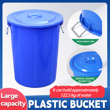 Large Round Plastic Utility Bucket with Lid Heavy Duty Garden Cleaning