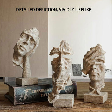 Resin Sculpture 3pcs Modern Office Desktop Art Decor Ornament Home Decoration