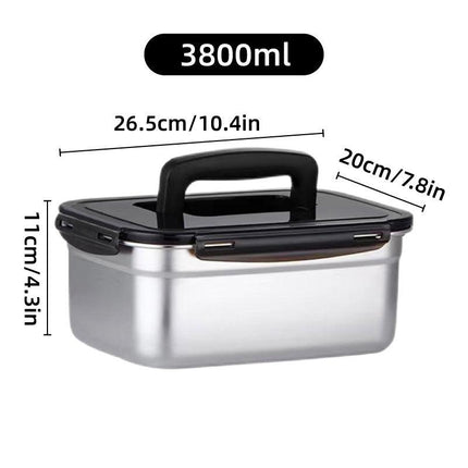 Square 304 Stainless Steel Crisper Box with Lid Large Capacity Lunch Box Storage