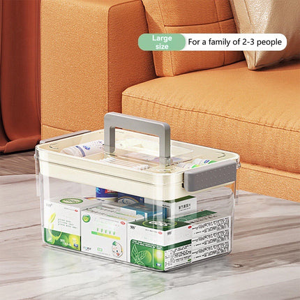 Large Capacity Medicine Storage Box First Aid Organiser Multi Layers Transparent