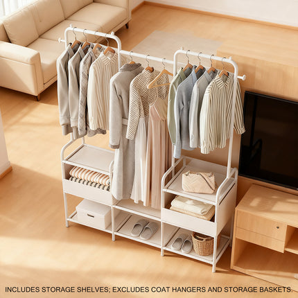 Simple Clothes Rack Steel Frame Non-Woven Fabric Durable for Bedroom Storage Use