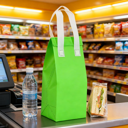 50PCS Green Takeaway Packaging Bags with Handles and Self-Adhesive Seal