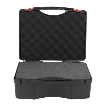Portable tool box carry handle detail - ergonomic grip for easy transport of tools and equipment