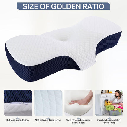 Memory Foam Neck Pillow Ergonomic Slow-Rebound with Tencel Mesh Cover
