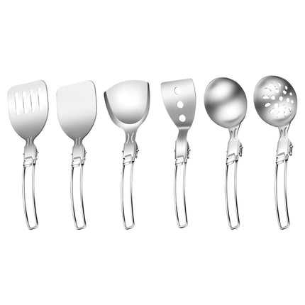 6PCS Camping Kitchenware Set Portable Folding Cooking Spoon Colander Spatula