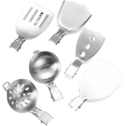 6PCS Camping Kitchenware Set Portable Folding Cooking Spoon Colander Spatula