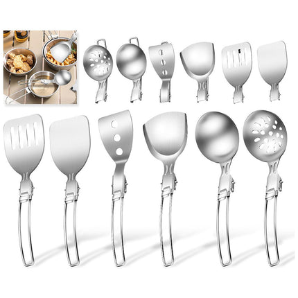 6PCS Camping Kitchenware Set Portable Folding Cooking Spoon Colander Spatula