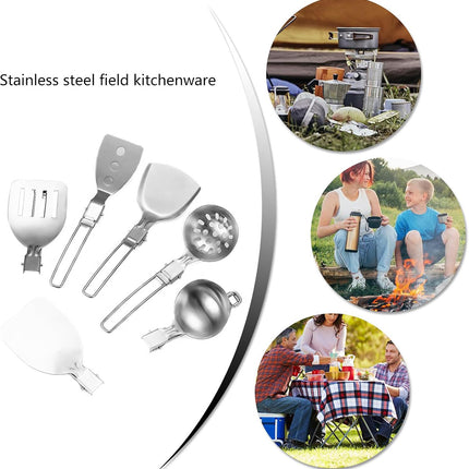 6PCS Camping Kitchenware Set Portable Folding Cooking Spoon Colander Spatula