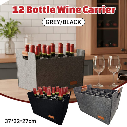 Portable 12 Bottle Wine Carrier Case Storage Box Max 40Kg for Travel Party Use