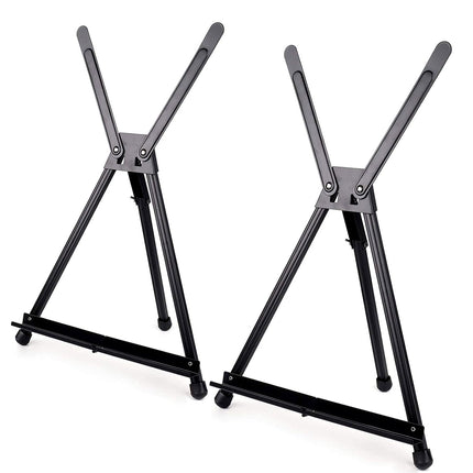 Black Aluminum Tabletop Easel Stand with Adjustable Arms for Art Painting Display