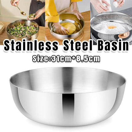 Stainless Steel Kitchen Kneading Bowl Durable Household Baking Cooking Basin