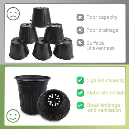 100PCS Black Gallon Soft Plastic Planter Bag Garden Nursery Pot Balcony Grow Bag